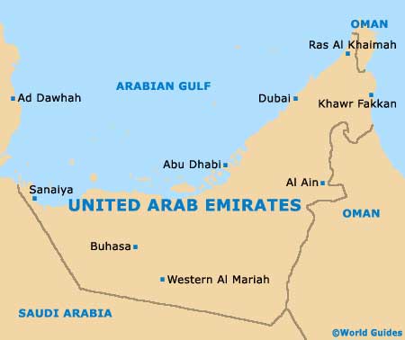 United Arab Emirates UAE Map