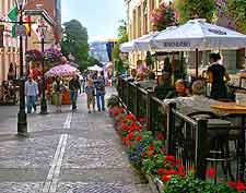 View of diners in the city centre