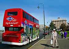 Picture of classic double decker bus in the city centre