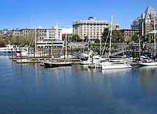 Harbourfront photograph, showing moored boats and yachts