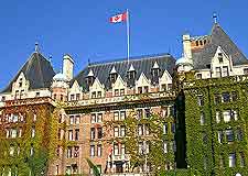 Close-up picture of the Fairmont Empress Hotel