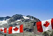 Mountain photo, showing Canada flags