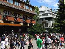 Central village view, showing summer tourists