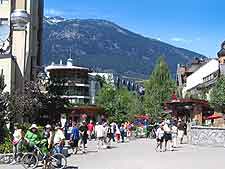 Village view, showing summer shoppers and tourists