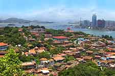 Aerial cityscape photograph of Xiamen